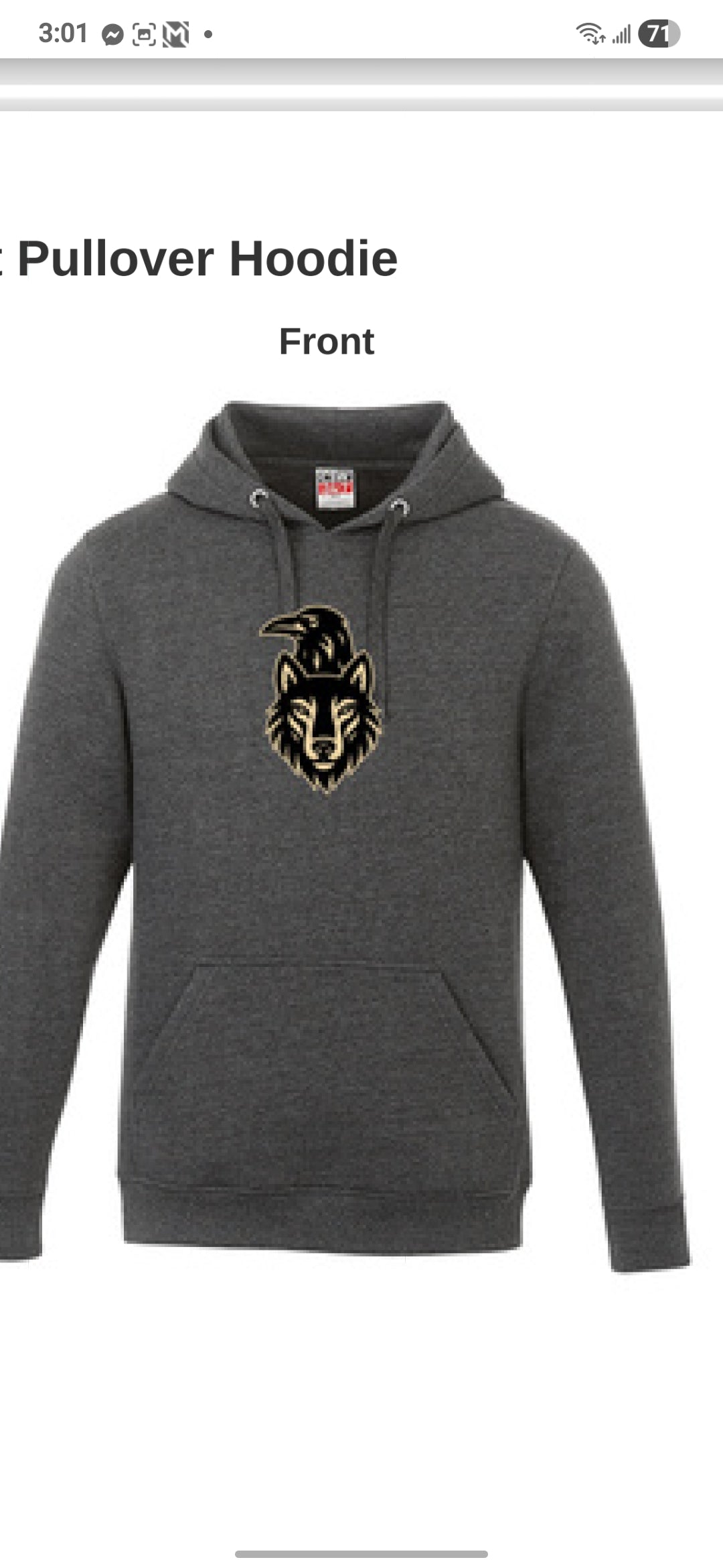 Charcoal crow/wolf hoodie